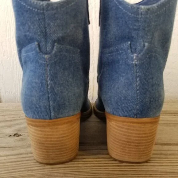 Marc Fisher Gidden Womens Blue Demin Western Bootie Boots 6 M - Picture 5 of 13